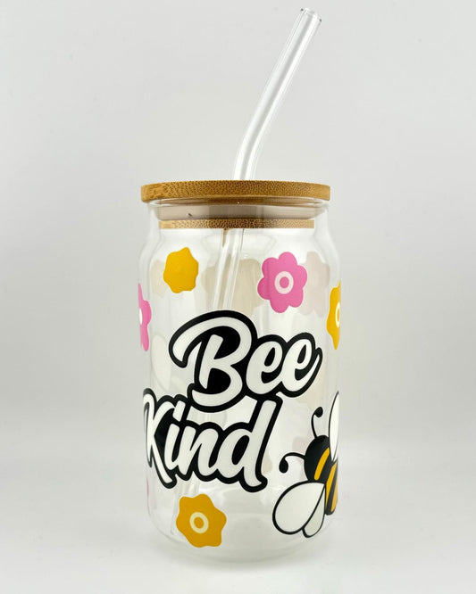 'BEE KIND' 16oz Glass Can Media 1 of 4