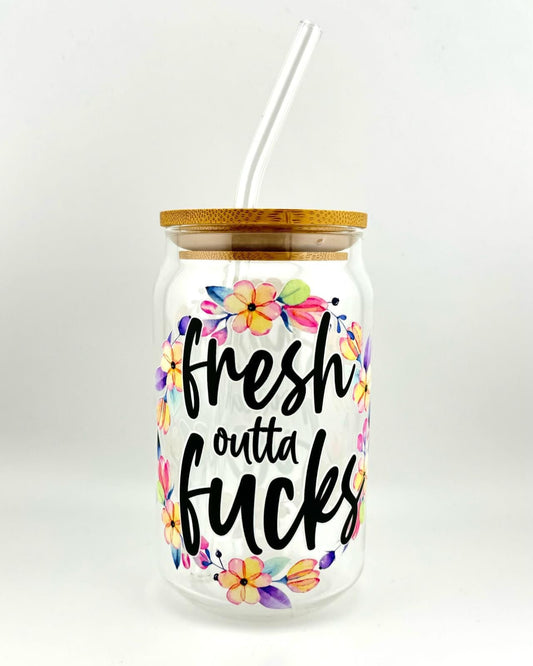 'FRESH OUTTA FUCK' 16oz Glass Can Media 1 of 4